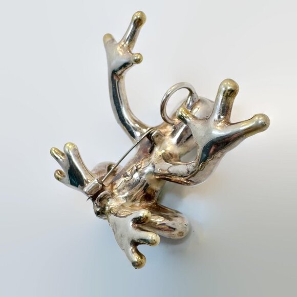 Frog Pendant, Sterling Silver, Vintage: Electroform Dimensional Tree Frog Large - Picture 4 of 7